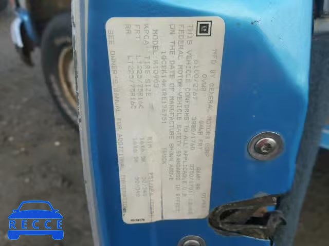 1994 CHEVROLET GMT-400 K1 1GCEK14KXRE176751 image 9