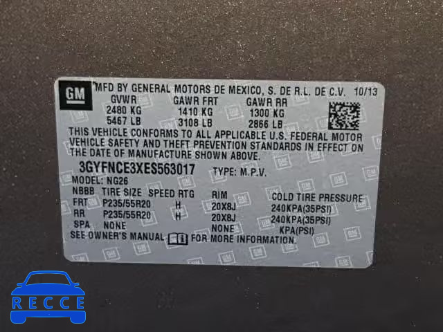 2014 CADILLAC SRX PERFOR 3GYFNCE3XES563017 image 9