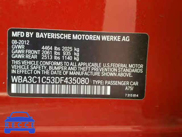 2013 BMW 328 I SULE WBA3C1C53DF435080 зображення 9