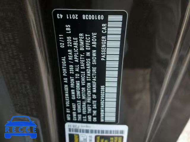 2012 VOLKSWAGEN EOS WVWBW7AH5CV002385 image 9