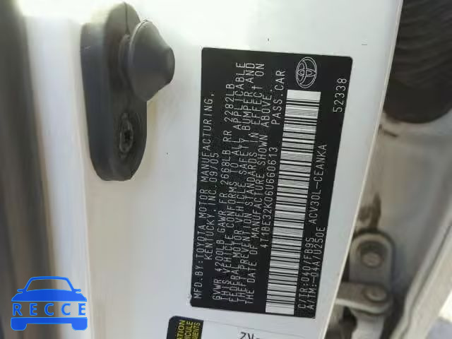 2006 TOYOTA CAMRY LE 4T1BE32K06U660613 image 9