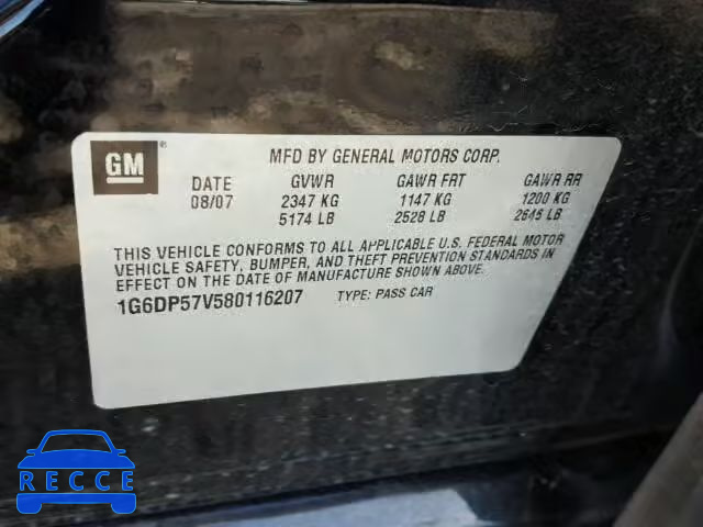 2008 CADILLAC CTS HI FEA 1G6DP57V580116207 image 9