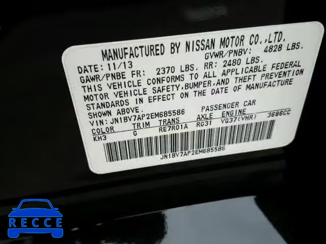 2014 INFINITI Q50 BASE JN1BV7AP2EM685586 image 9