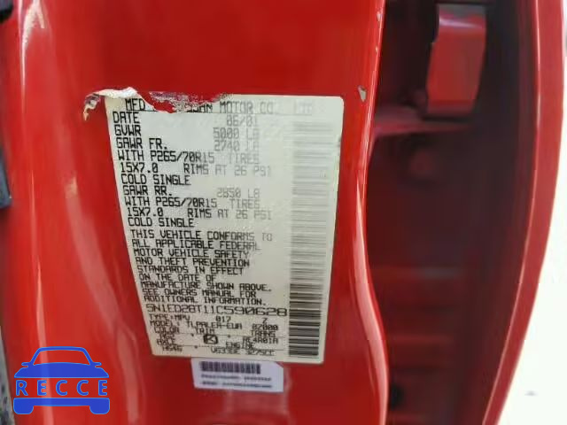 2001 NISSAN XTERRA XE 5N1ED28T11C590628 image 9
