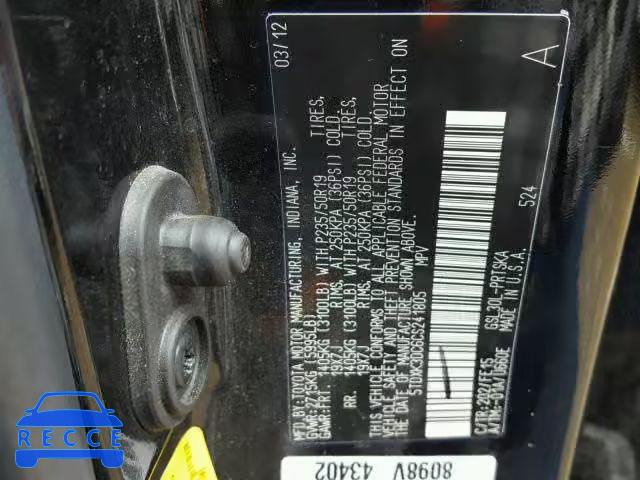 2012 TOYOTA SIENNA SPORT 5TDXK3DC6CS241805 image 9