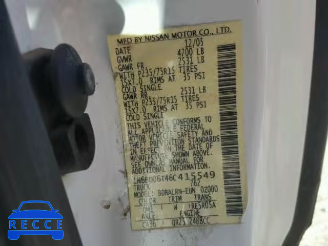 2006 NISSAN FRONTIER K 1N6BD06T46C415549 image 9