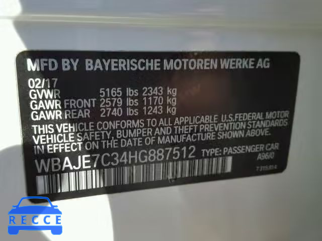 2017 BMW 540 XI WBAJE7C34HG887512 Bild 9