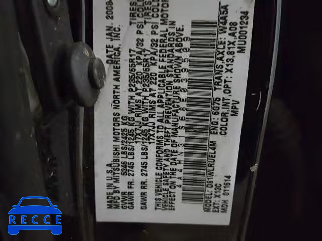 2008 MITSUBISHI ENDEAVOR S 4A4MN31S68E039509 image 9
