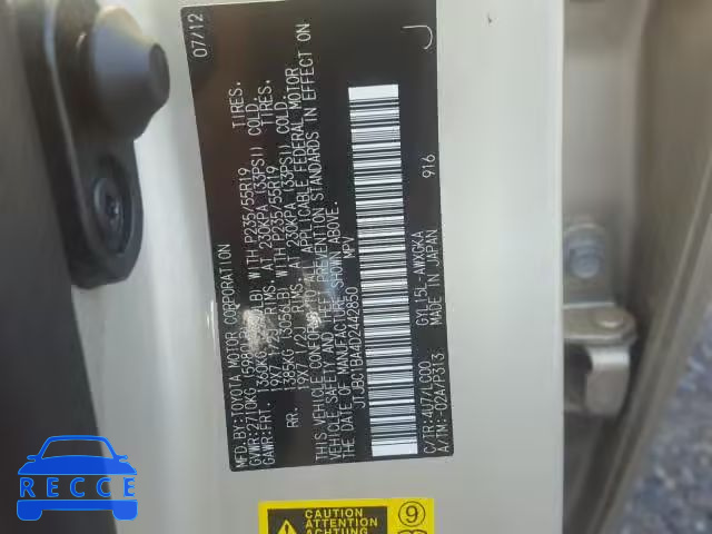 2013 LEXUS RX 450 JTJBC1BA4D2442850 image 9