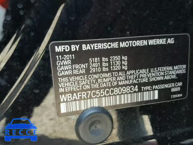 2012 BMW 535 I WBAFR7C55CC809834 image 1