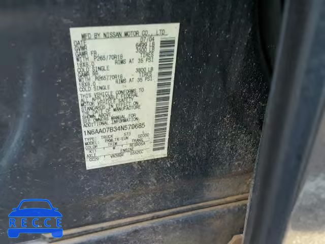 2004 NISSAN TITAN XE 1N6AA07B34N570685 image 9