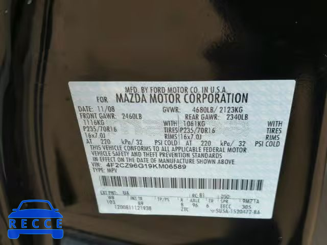 2009 MAZDA TRIBUTE 4F2CZ96G19KM06589 image 9