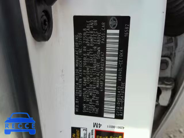 2010 TOYOTA CAMRY BASE 4T4BF3EK7AR078547 image 9