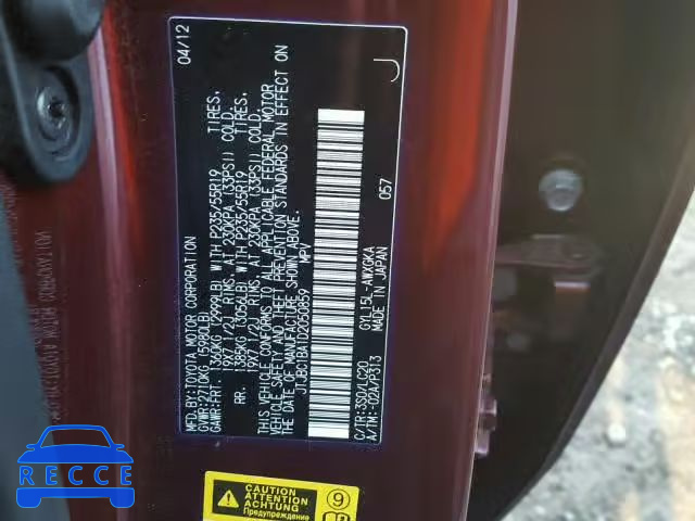 2013 LEXUS RX 450 JTJBC1BA1D2050859 image 9