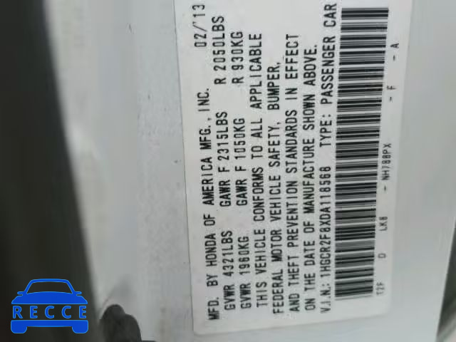 2013 HONDA ACCORD EXL 1HGCR2F8XDA118568 Bild 9