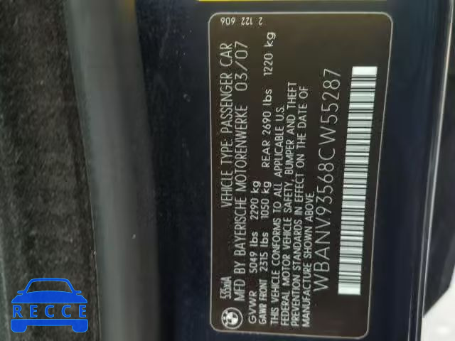 2008 BMW 535 XI WBANV93568CW55287 image 9