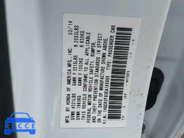 2014 HONDA ACCORD EXL 1HGCR2F80EA169899 image 9