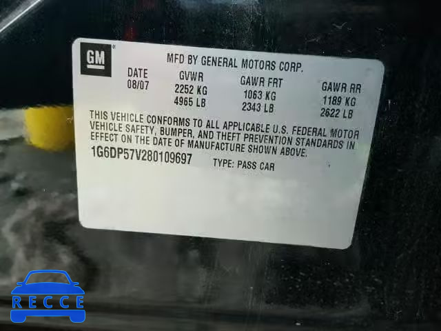 2008 CADILLAC CTS HI FEA 1G6DP57V280109697 image 9