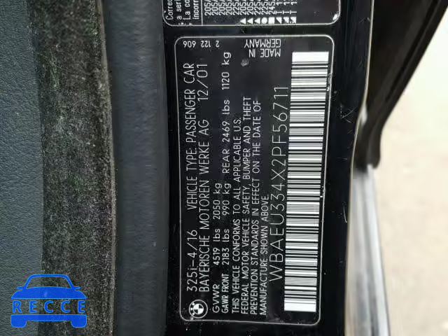 2002 BMW 325 XI WBAEU334X2PF56711 image 9