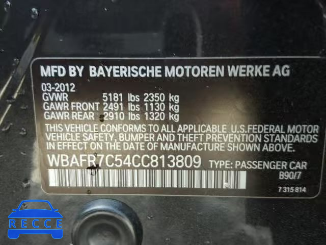 2012 BMW 535 I WBAFR7C54CC813809 image 9