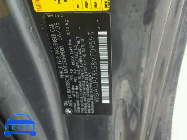 2008 BMW 128 I WBAUP73558VF09593 image 9