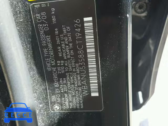 2008 BMW 528 I WBANU53588CT19426 image 9