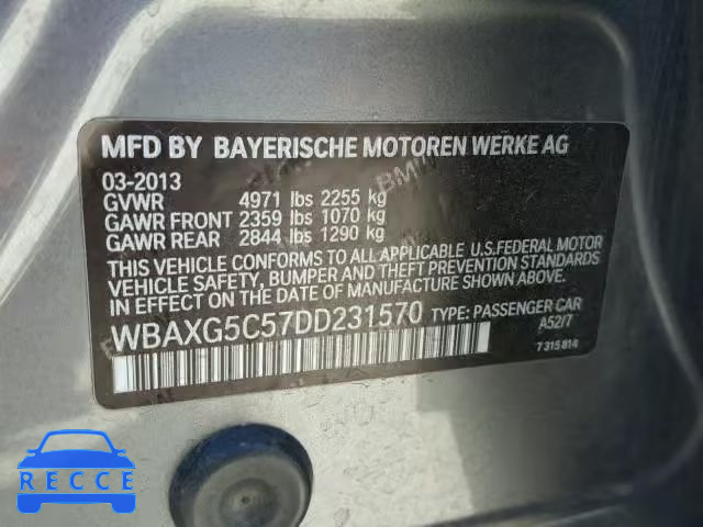 2013 BMW 528 I WBAXG5C57DD231570 image 9