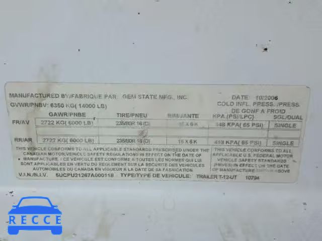 2007 OTHR UTILITY 5UCPU21267A000118 зображення 9