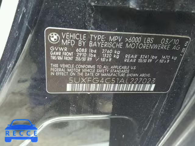 2010 BMW X6 XDRIVE3 5UXFG4C51AL227023 image 9