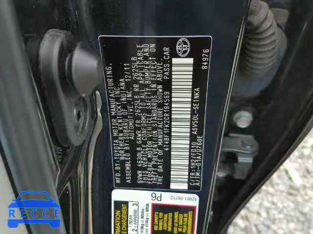 2012 TOYOTA CAMRY BASE 4T4BF1FK2CR184569 image 9