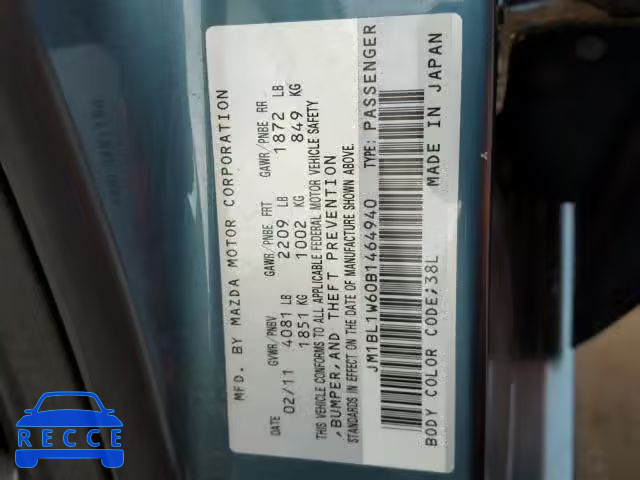 2011 MAZDA 3 S JM1BL1W60B1464940 image 9