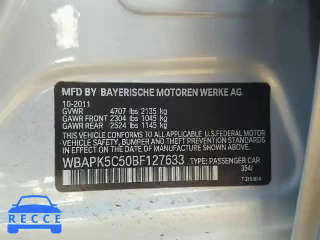 2011 BMW 328 XI SUL WBAPK5C50BF127633 зображення 9