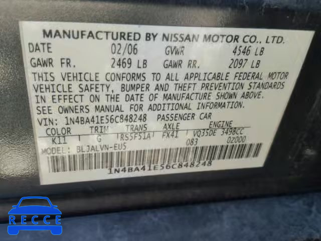 2006 NISSAN MAXIMA SE 1N4BA41E56C848248 image 9