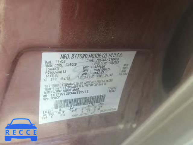 2004 FORD F-150 1FTPW12534KB82718 Bild 9