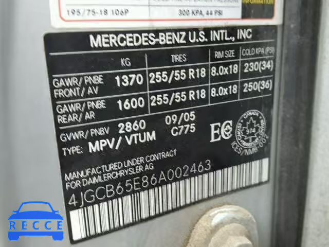 2006 MERCEDES-BENZ R 350 4JGCB65E86A002463 image 9