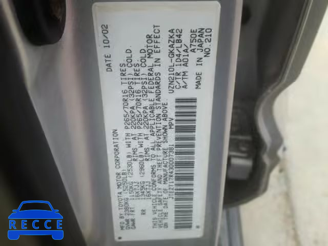 2003 TOYOTA 4RUNNER LI JTEZT17R430007381 image 9