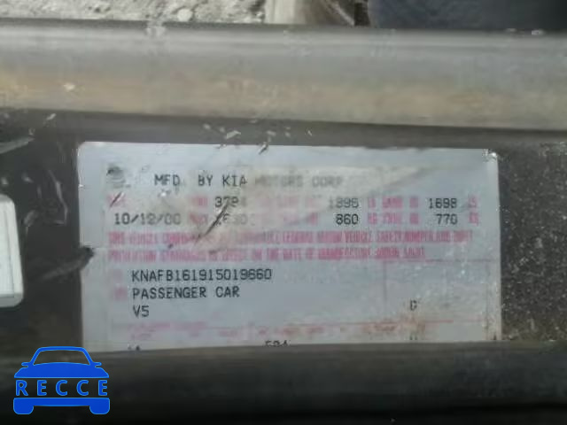 2001 KIA SPECTRA KNAFB161915019660 image 9