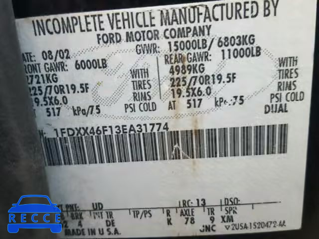 2003 FORD F450 SUPER 1FDXX46F13EA31774 image 9