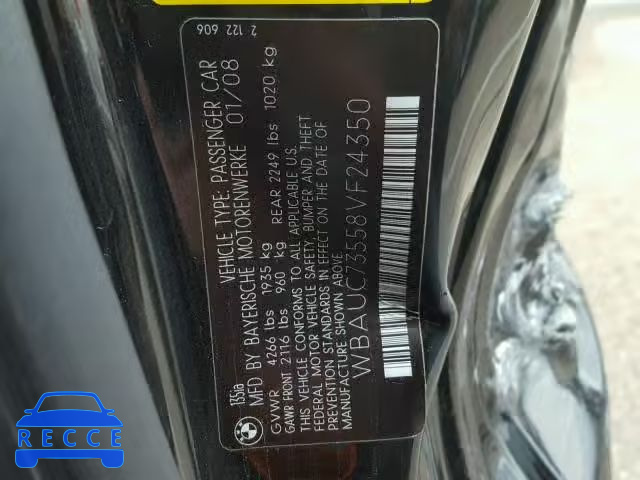 2008 BMW 135 I WBAUC73558VF24350 image 9