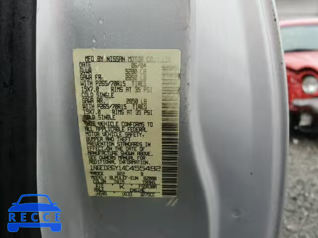 2004 NISSAN FRONTIER K 1N6ED26Y14C455492 зображення 9