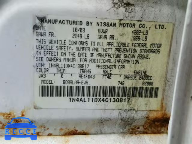 2004 NISSAN ALTIMA BAS 1N4AL11DX4C130817 image 9