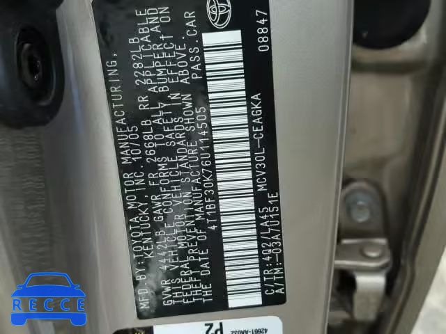 2006 TOYOTA CAMRY LE 4T1BF30K76U114505 image 9