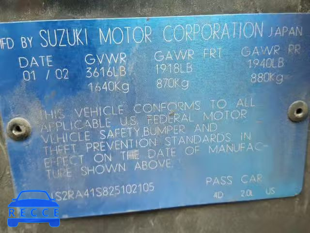 2002 SUZUKI AERIO S JS2RA41S825102105 image 9