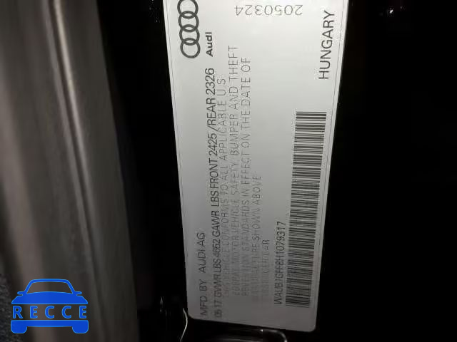 2017 AUDI S3 PREMIUM WAUB1GFF8H1079317 image 9
