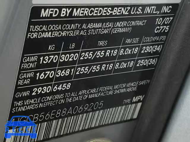 2008 MERCEDES-BENZ R 350 4JGCB56E88A069205 image 9