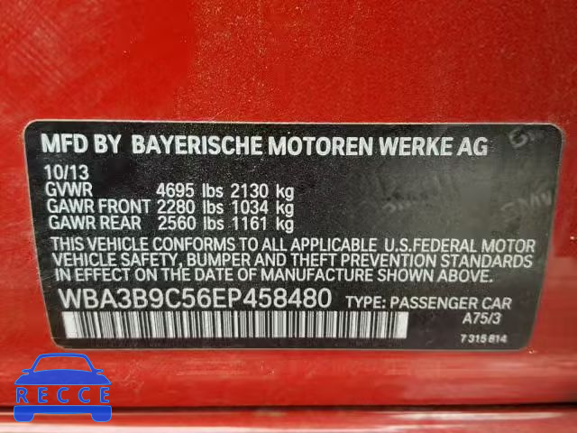 2014 BMW 335 WBA3B9C56EP458480 Bild 9