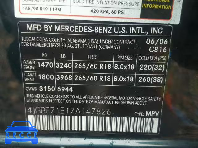 2007 MERCEDES-BENZ GL 450 4MA 4JGBF71E17A147826 image 9