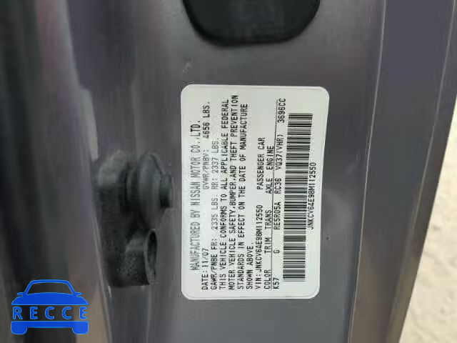 2008 INFINITI G37 BASE JNKCV64E98M112550 image 9