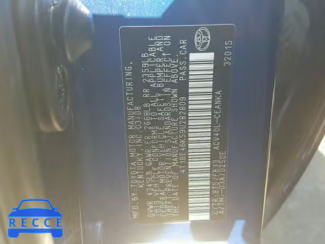 2009 TOYOTA CAMRY BASE 4T1BE46K59U282809 image 9