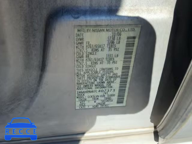 2007 NISSAN FRONTIER C 1N6AD09U67C407373 image 9